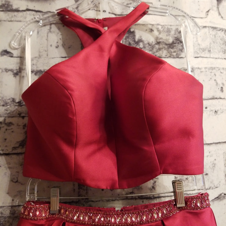 RED 2 PC. A LINE GOWN SET