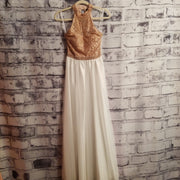 WHITE/BLUSH LONG EVENING GOWN