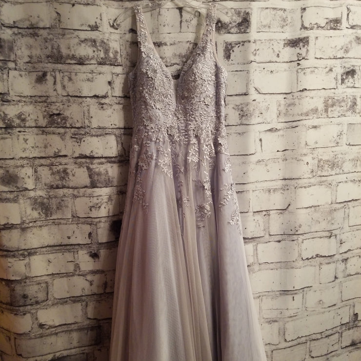 PERIWINKLE/GRAY A LINE PRINCESS GOWN- NEW
