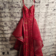 RED 2 PC. REMOVABLE LONG EVENING GOWN