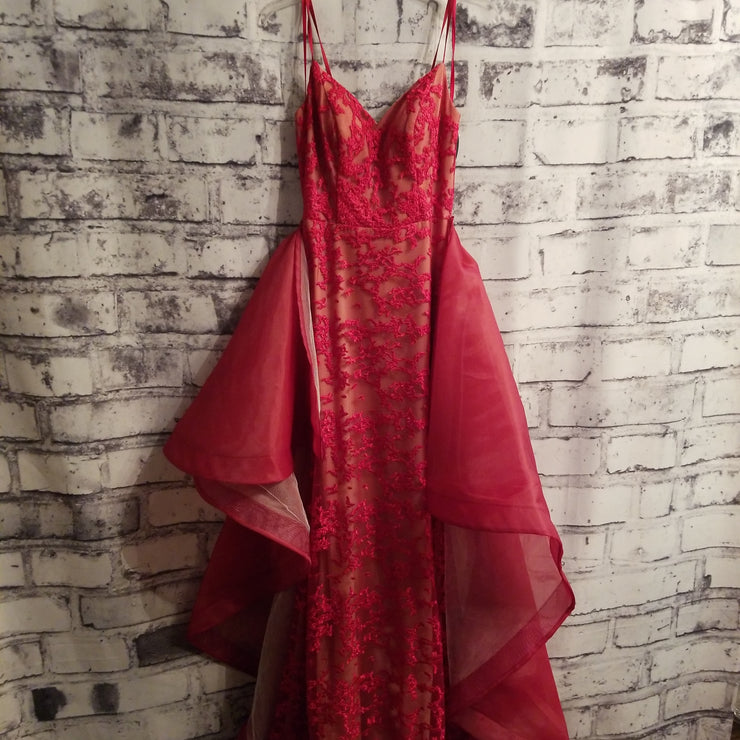 RED 2 PC. REMOVABLE LONG EVENING GOWN