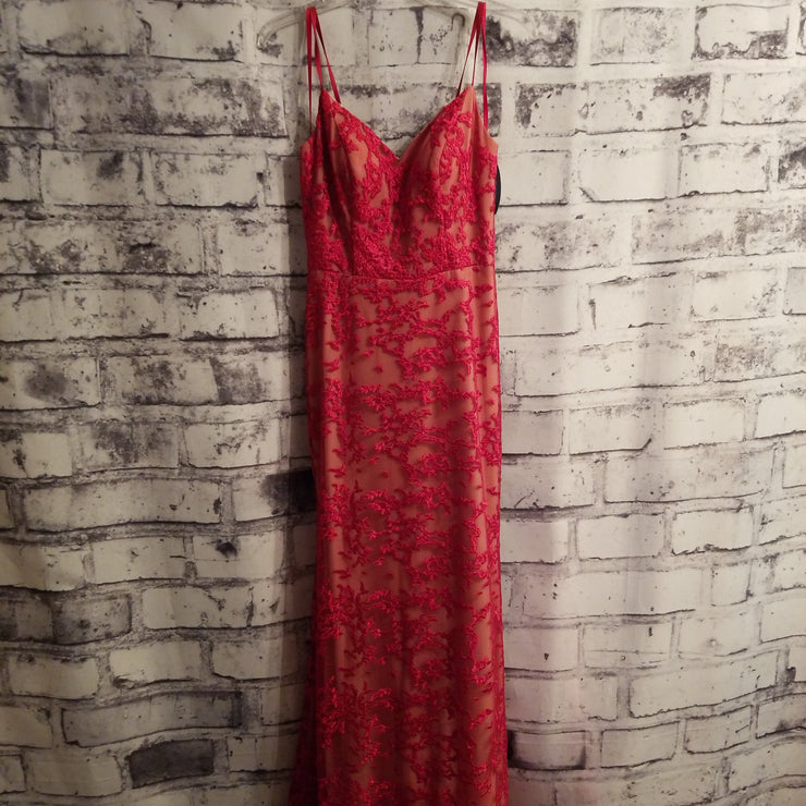 RED 2 PC. REMOVABLE LONG EVENING GOWN