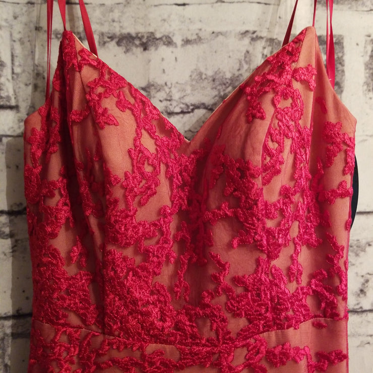 RED 2 PC. REMOVABLE LONG EVENING GOWN