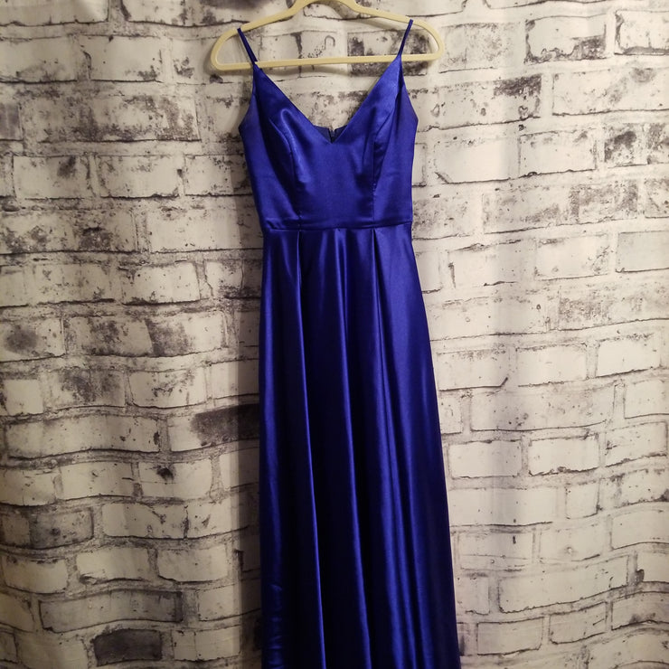 ROYAL BLUE A LINE GOWN