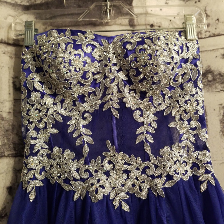 ROYAL BLUE SHORT POOFY DRESS