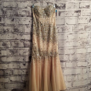 BLUSH/SILVER LONG EVENING GOWN