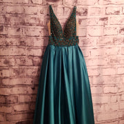 GREEN A LINE GOWN