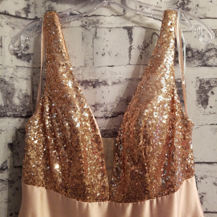 PINK/GOLD A-LINE GOWN (NEW)