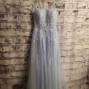 BLUE FLORAL A LINE GOWN
