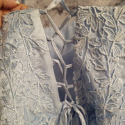 BLUE FLORAL A LINE GOWN