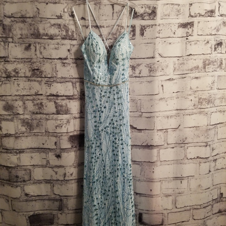 BLUE SPARKLY MERMAID GOWN