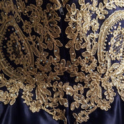 NAVY/GOLD A LINE GOWN