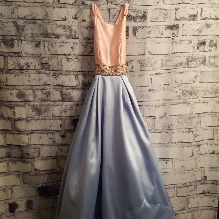 BLUE/PINK A LINE GOWN