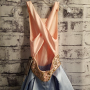 BLUE/PINK A LINE GOWN