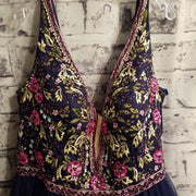 NAVY/FLORAL PRINCESS GOWN -NEW