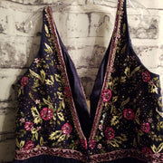 NAVY/FLORAL PRINCESS GOWN -NEW