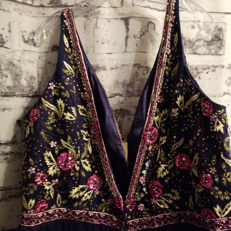 NAVY/FLORAL PRINCESS GOWN -NEW