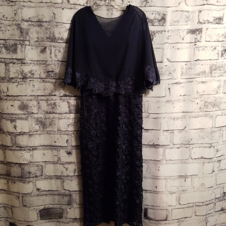 NAVY/FLORAL LONG GOWN