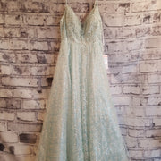 BLUE FLORAL A LINE GOWN