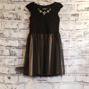 BLACK TAN SHORT DRESS