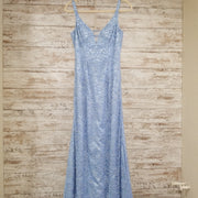 BLUE BEADED LONG GOWN $695