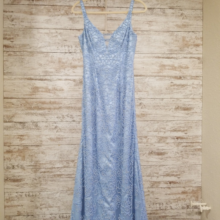 BLUE BEADED LONG GOWN $695