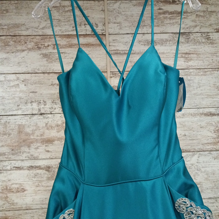 TEAL A LINE GOWN