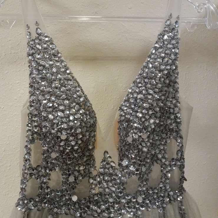 SILVER A LINE GOWN