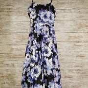 BLUE/FLORAL A LINE GOWN