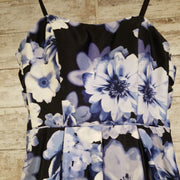 BLUE/FLORAL A LINE GOWN