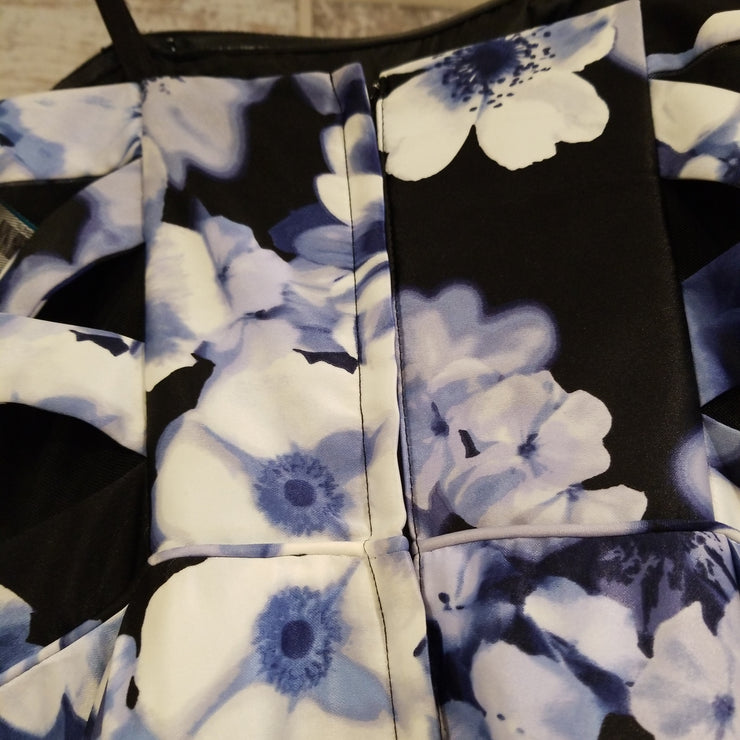 BLUE/FLORAL A LINE GOWN