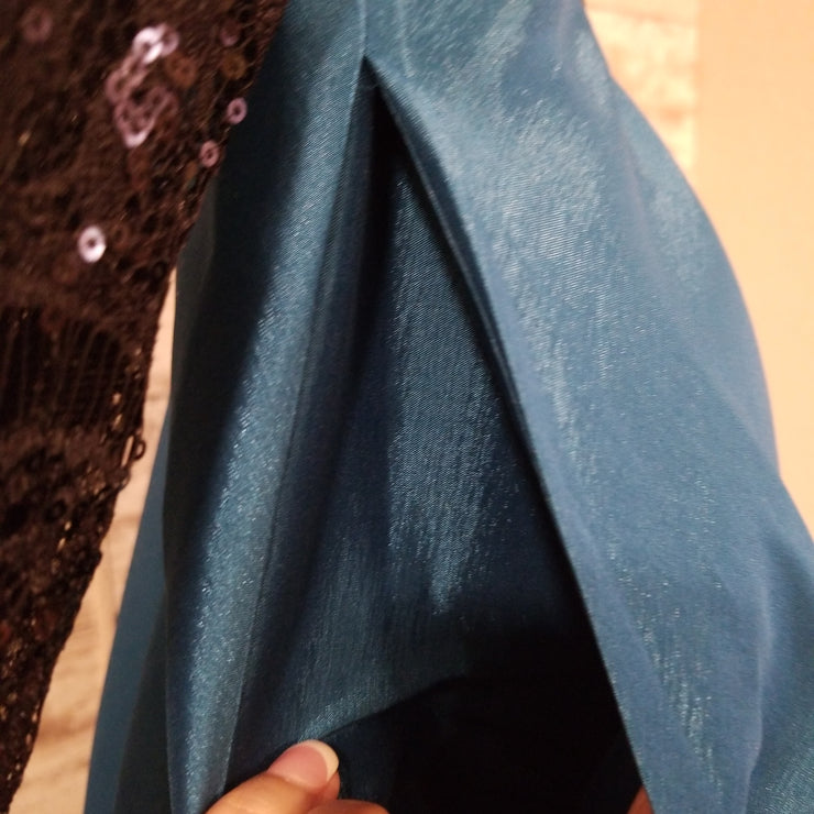 TEAL/BLACK A LINE GOWN (NEW)