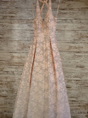 PEACH/SILVER A LINE GOWN
