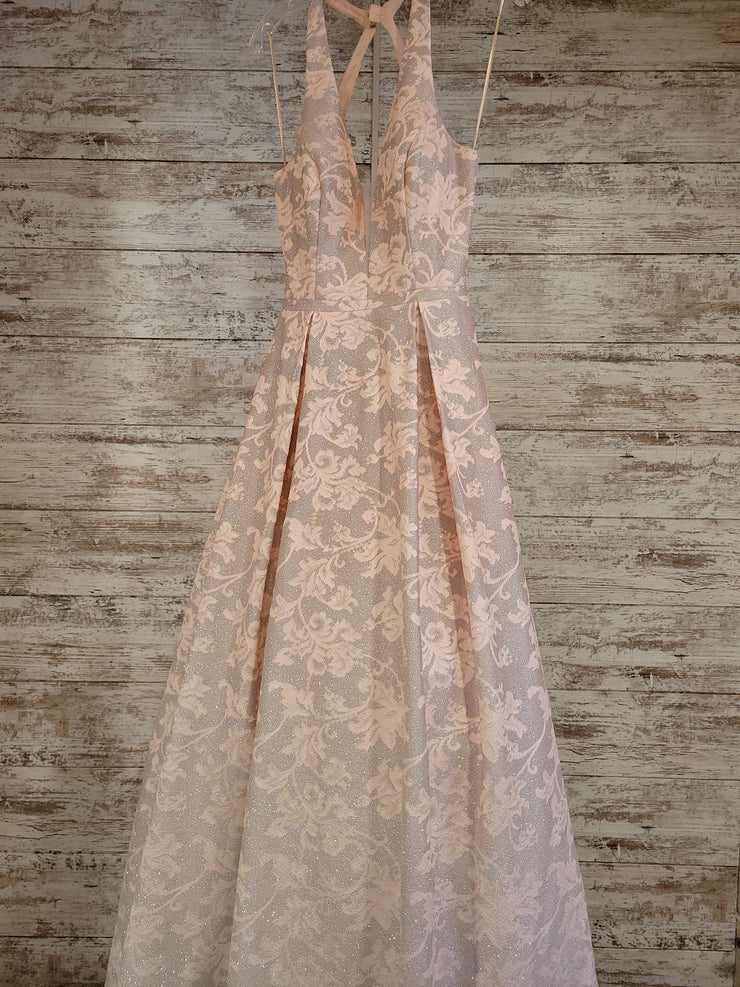 PEACH/SILVER A LINE GOWN
