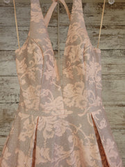 PEACH/SILVER A LINE GOWN