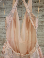 PEACH/SILVER A LINE GOWN