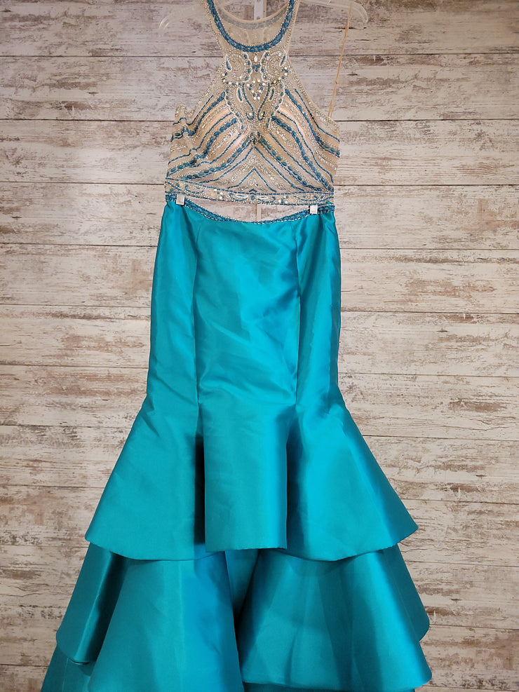 TURQUOISE/TAN 2 PC. GOWN SET