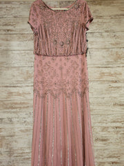 PINK BEADED LONG GOWN (NEW)
