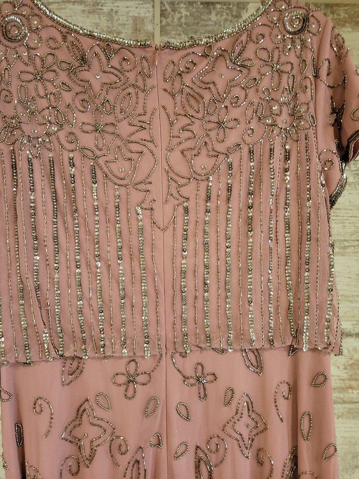 PINK BEADED LONG GOWN (NEW)