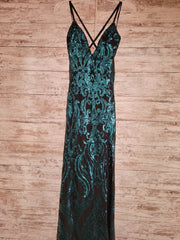 GREEN LONG EVENING GOWN