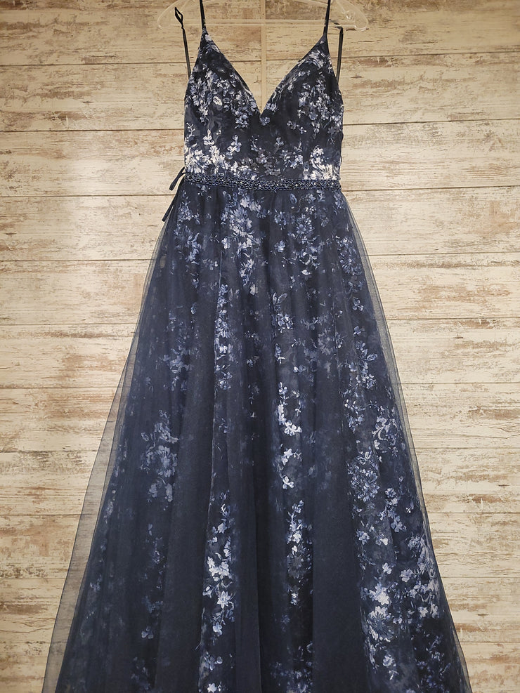 NAVY/FLORAL PRINCESS GOWN