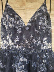 NAVY/FLORAL PRINCESS GOWN