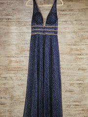 NAVY/GOLD A LINE GOWN