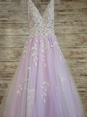 LAVENDER/FLORAL A LINE GOWN