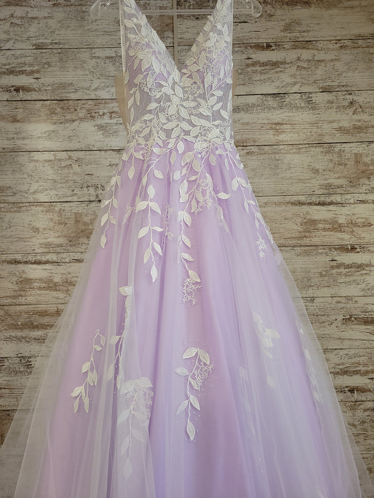 LAVENDER/FLORAL A LINE GOWN