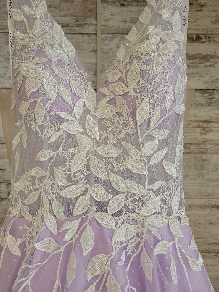 LAVENDER/FLORAL A LINE GOWN