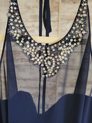NAVY LONG EVENING GOWN