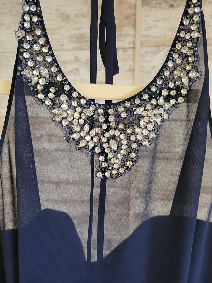 NAVY LONG EVENING GOWN