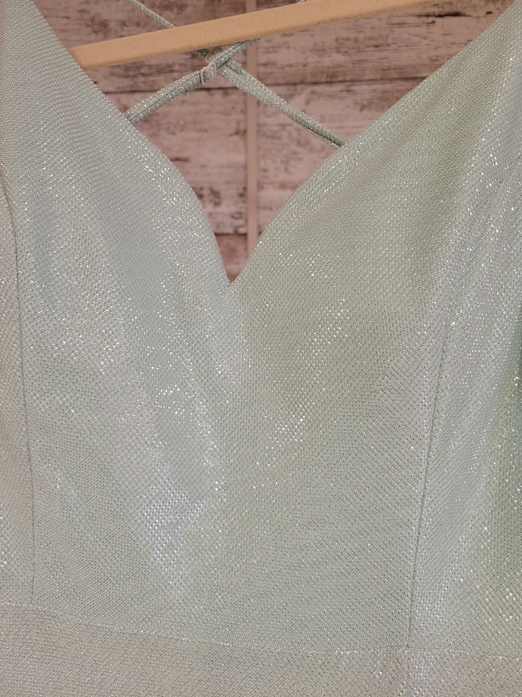 GREEN SPARKLY LONG DRESS