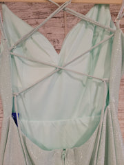 GREEN SPARKLY LONG DRESS